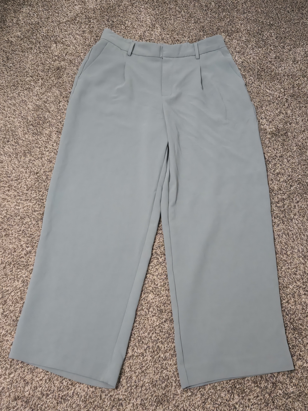 Wide Leg High-Rise Trouser Pants in Sage Green Sz 12